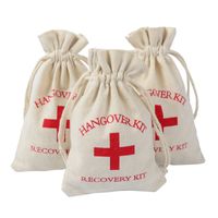 Wholesale Hangover Kit Bags Bachelorette Party Supplies cm Cotton Gift Wedding Favor Holder Bag Gag Part Supplies Drunk