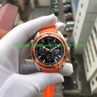 Wholesale Factory Selling watches Photographs good Quality Quartz Chronograph Working Orange Rubber strap calendar watch Mens Watches