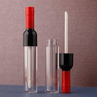 Wholesale 5ML Plastic Clear Lipgloss Bottle with Colored Cap Empty Wine Shape Creative Portable Lip Gloss Tube Lipstick Tube