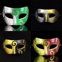 Wholesale Halloween masks prince baron dancing party performance face cover ancient Greek Rome Spray paint artificial antique faces hood gn L1