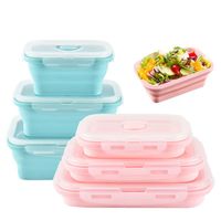 Wholesale Promotion Set Collapsible Silicone Lunch Box Food Fruit Storage Container Portable Bento Box Safe Kitchen Microwave School Lunchbox