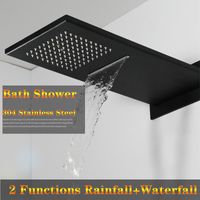 Wholesale Matt Black Finish perfect new square bathroom stainless steel rain shower high flow waterfall faucet wall mounted shower head