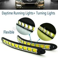 Wholesale New COB LED DRL Daytime Running Lights White with Turning Signal Lights Yellow Amber for car trucks