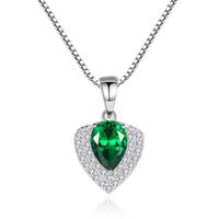 Wholesale Design Heart Gemstone Pendant Necklace for Women High quality Sterling Silver Luxury CZ Three Colors Charming Jewelry SN0330