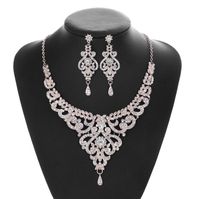 Wholesale The latest hot bridal jewelry necklace earrings set rose gold diamond jewelry birthday party dinner dress jewelry with box