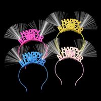 Wholesale Happy New Year happy New Year dog hair band flash fiber optic light hair band concert headband