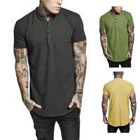 Wholesale Mens Designer T Shirts Joker Cotton O neck With Button Solid Thin Slim Fit Comfortable To Wear Summer Short Sleeve