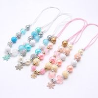 Wholesale Fashion Snow Flower Pendant Kid Chunky Necklace Adjusted Rope Smaller Bubblegum Bead Chunky Necklace Jewelry For Girl Children