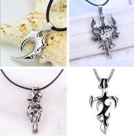 Wholesale Flame Fire Sweater Sword Bats Skull Classic Simple Cross Necklaces Pendants Titanium Steel Black Color for Female and Male