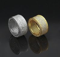 Wholesale mens rings hip hop jewelry Zircon iced out stainless steel rings luxury gold plated for Men Copper Jewelry BlingBling Rings