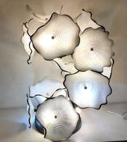 Wholesale Creative Murano Glass Plates Floor Lamps Flower Design Glass Art Sculpture Standing Lamp Hot Sale Modern Decor in White Color