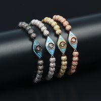 Wholesale Women Charm Bracelets Turquoise CZ Eye Hamsa Braiding Jewelry For Men mm Ball Beads mm Stainless Steel Beads