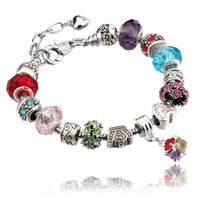 Wholesale 925 Sterling Silver Daisies Murano Glass Crystal European Charm Beads Fits Charm bracelets Style Bracelets CM Colors Fashion