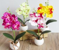 Wholesale Mini Artificial Butterfly Orchid Bonsai DIY Artificial Butterfly Orchid Silk Flower Bouquet Bonsai Phalaenopsis Wedding Home Decoration