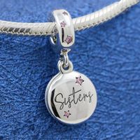 Wholesale 2019 New DIY Loose Bead Sterling Silver Forever Sisters Hanging Dangle Charm Fits European Pandora Jewelry Bracelet Necklaces Pendant