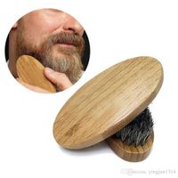 Wholesale Hot Sale Mens Boar Hair Bristle Hard Round Wood Handle Beard Mustache Brush Set