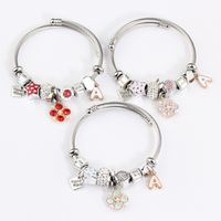 Wholesale Bangle Bracelet Silver Chain DIY Alphabet Cat Crystal Beads Female And Jewelry Valentine s Day Ggift