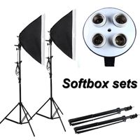 Wholesale Photographic Equipment Photo Studio Soft Box Kit Video Four capped lamp Holder Lighting cm Softbox m light stand photo box