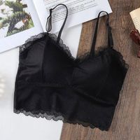 Wholesale Camisoles Tanks Women Sexy Lace Bra Vest Chest Padded Tank Tops For Wearing Fitness Underwear Bralette Crop Top Ladies