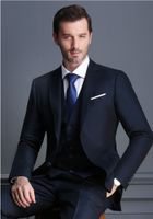 Wholesale Lapel Groom Tuxedos Button Men Suits Men s Business Casual Suit Dress Double Slit Slim Wedding Dress Suit Jacket Pants Vest HY6205