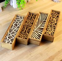Wholesale Hollow Jewelry Storage Box Wood Pencil Case Wooden Organizer Drawer Pen Holder Gift Boxes