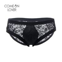 Wholesale Comeonlover Sexy Lace Panties for Men Low Waist Floral Mens Transparent Briefs Comfortable Nylon XL Male Sexy Underwear MPL070