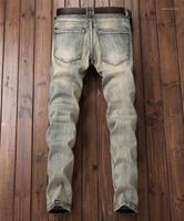 Wholesale Spring Fashion Vintage Retro Moto Crimping Embroidery Gradient Pants Jeans Designer Mens Pants Mens Designer Jeans