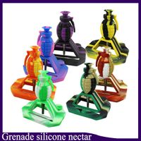 Wholesale New design Grenade water smoking pipe silicone Nectar Collector kits with mm Joint with GR2 Titanium Nails Silicone Caps Oil Rigs