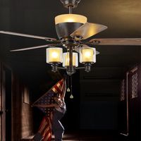 Wholesale American Modern Village E27 Black Ceiling Fan With Lights Remote Control Attic Dining Room Lamp Home Fan Ventilador De Teto