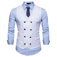 Wholesale Men s Vests Mens Double Breasted Suit Vest Brand Slim Fit Waistcoat Men Party Wedding Tuxedo Dress Gilet
