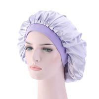 Wholesale Muslim Women Elastic Wide Silky Satin Turban Hat Chemo Beanie Bonnet Hair Cap Ladies Night Sleep Hat Hair Cover Accessories