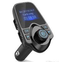 Wholesale Best selling Bluetooth wireless car Mp3 player hands free car kit FM transmitter A2DP V A USB charger LCD monitor car FM modulator