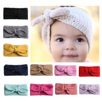 Wholesale Baby Knitted Warmer Headband Girl Cute Rabbit Ears Winter Crochet Hair Band Outdoor Ear Protection Christmas Party Gift