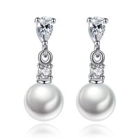 Wholesale Cubic Zirconia Water Drop Earrings For Women Imitation Pearl Eardrop Classic Female Fashion Party Jewelry WJ110