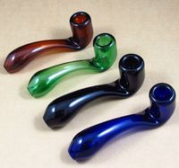 Wholesale 4 and Inch glass dry pipe sherlock hand blow water bong smoke Blunt bubbler mix color