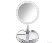 Wholesale Portable Round Foldable LED Makeup Mirror Women Facial Make Up Mirror Table Desktop Cosmetic Mirrors Tools Storage Box Gift