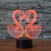 Wholesale Novelty Animal Love Swan Goose D Lamp RGB LED USB Night Light Mixcolor Luminaria Change Table Lamp LED Touch Table Decor Lighting