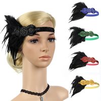 Wholesale 1920s Headpiece Feather Flapper Headband Great Gatsby Headdress Vintage drop shipping hot sale