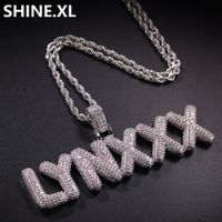 Wholesale A Z Custom Name Small Letters Necklaces Pendant Charm Men s Zircon Hip Hop Jewelry With MM Gold Silver Rope Chain