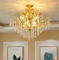 Wholesale Modern Minimalist Ceiling Lamps Living Room Romantic Child s Bedroom Lamp Gold crystal Ceiling Chandelier Indoor Lighting Fixtur LLFA