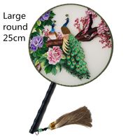 Wholesale Large cm Round Mulberry Silk Fan Decorative Handmade Double Suzhou Embroidery Fan Handle Women Luxury Hand Fans Chinese Gift