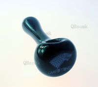 Wholesale QBsomk BLACK GAME OF STONED Smoking Blown Glass Hand Pipes Cheap Pyrex Glass Tobacco Spoon Pipes Mini Small Bowl