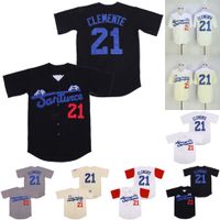 Wholesale Santurce Crabbers Puerto Rico Jersey Roberto Clemente Stitched Movie Baseball Jerseys Black White Cream S XXXL