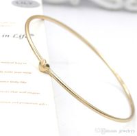 Wholesale Simple Style Peach Heart Bangle Cuff Bangles women Love Heart Gold Plated Bracelet for Lover Gift
