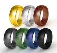 Wholesale 7 Colors Set Silicone Wedding Ring for Men Fish Scale Texture Leopard Print Camo Breathable Comfortable Sports Rubber Wedding Ring