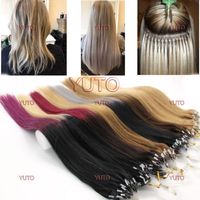 Wholesale 100pcs Real Hair Extensions Easy Loop Micro Ring Beads ombre colors Women s Hair Extensions inch Long Straight