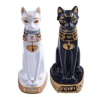 Wholesale Vintage Mini Resin Egyptian Mau Egypt Cat Statue Hand Carved Collectible Figurines Cat God Home Decor Ornaments PC
