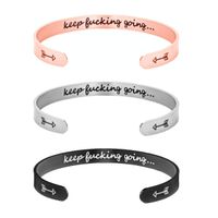 inspirational jewelry arrows bracelets stainless keep going steel wholesale favor cuff engraved wristband bangle bracelet letter open party