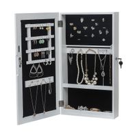 Wholesale US Stock Jewelry Cabinet Armoire with Mirror Wall Mounted Space Saving Jewelry Storage Organizer Hanging Wall Mirror Jewelry Storage White