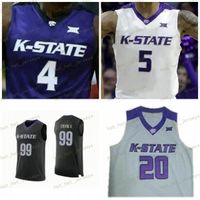 Wholesale NCAA College Custom Kansas State Wildcats Basketball Jerseys Barry Brown Jr Xavier Sneed Dean Wade White Purple Black Gray Stitched